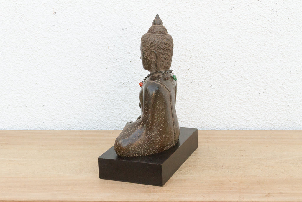 Antique Bronze Seated Buddha, Earth Witness Mudra