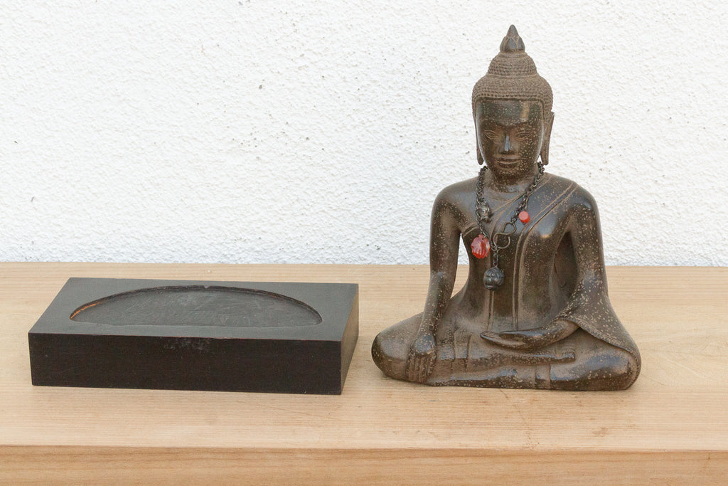 Antique Bronze Seated Buddha, Earth Witness Mudra