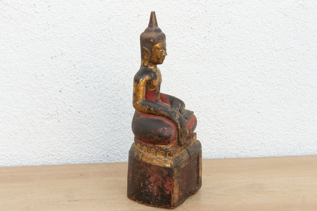 Gilt & Rouge Antique Devotional Seated Buddha