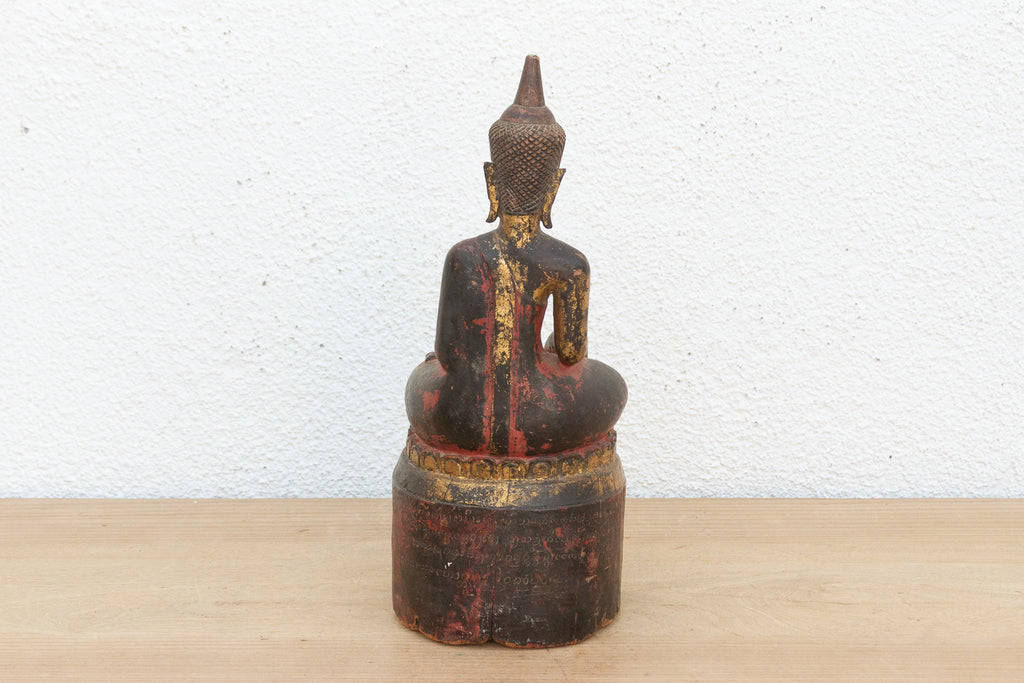 Gilt & Rouge Antique Devotional Seated Buddha
