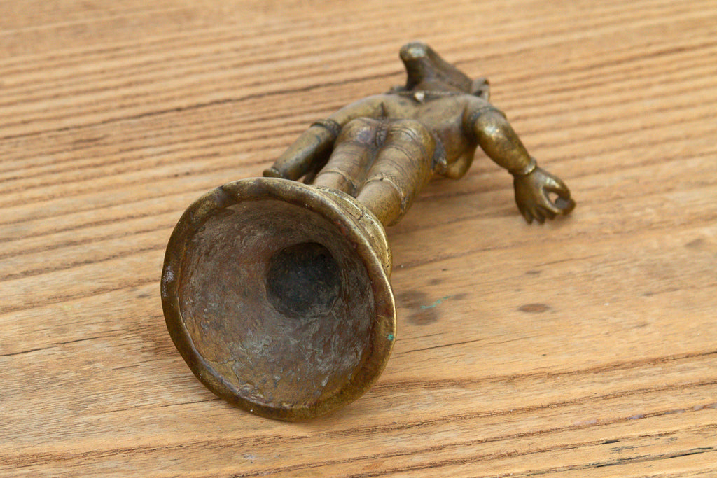 Indian Lost-Wax Bronze Attendant with Sunflower Offering