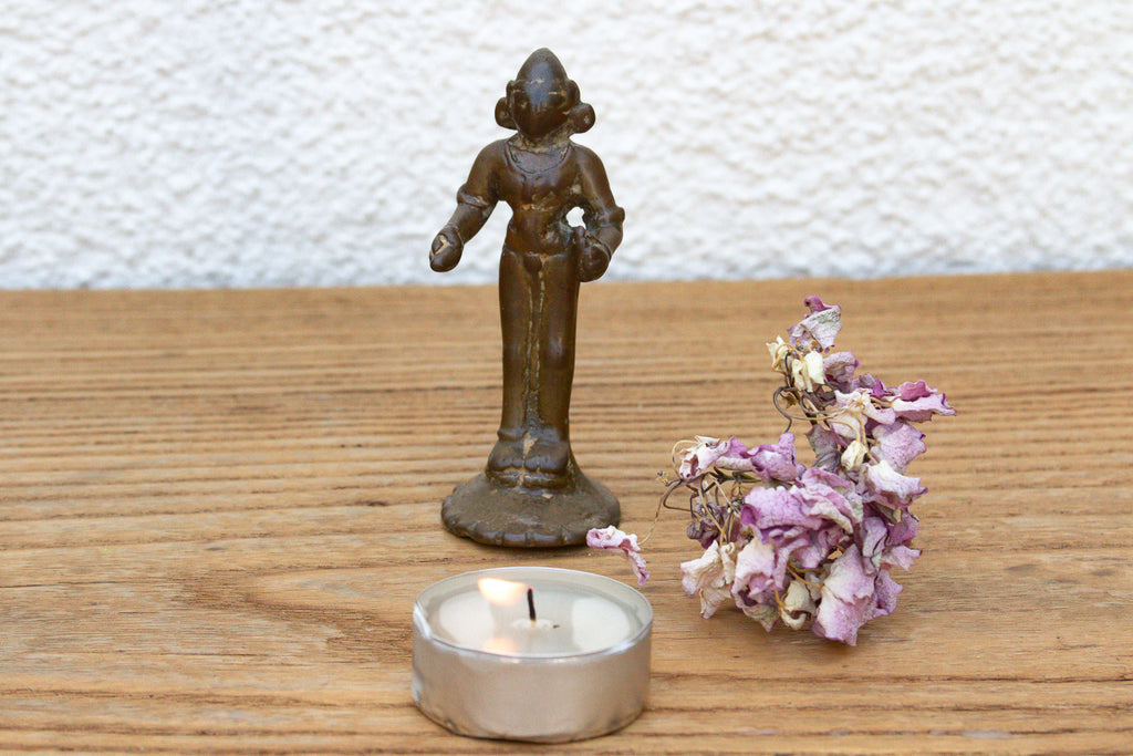 Indian Patinated Bronze Miniature Devotional Figure (Trade)