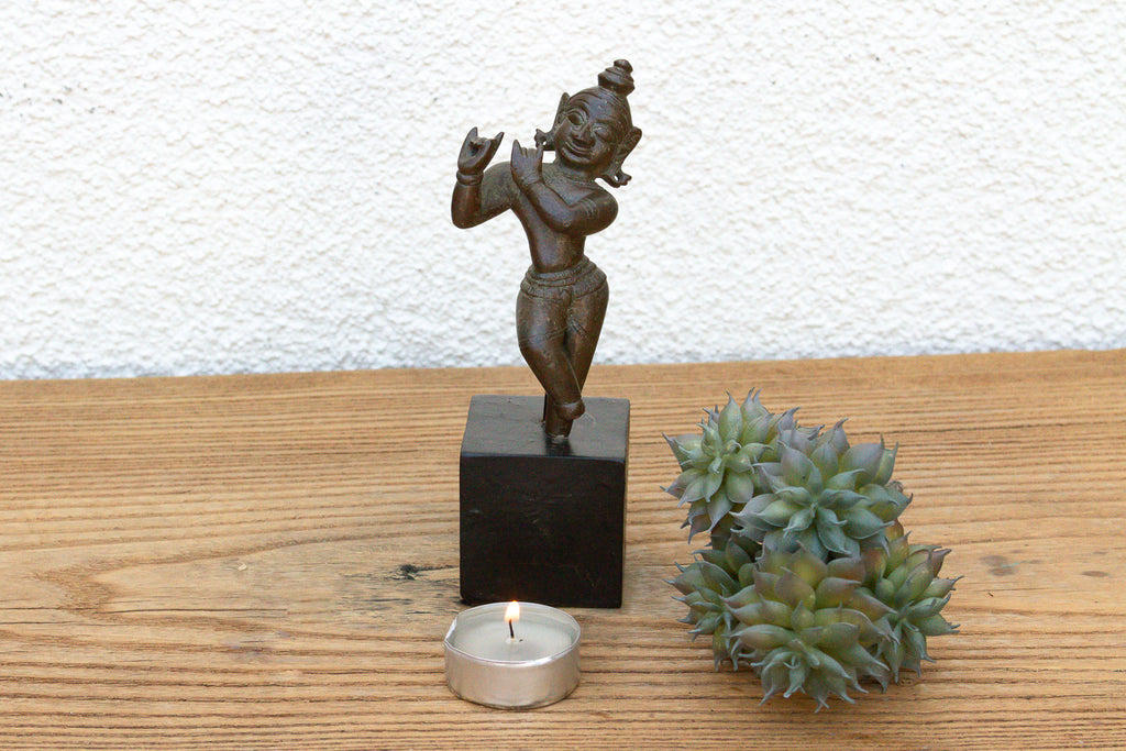 Ancient Indian Miniature Bronze Krishna Figure (Trade)