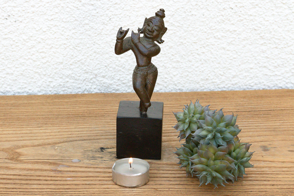 Ancient Indian Miniature Bronze Krishna Figure (Trade)