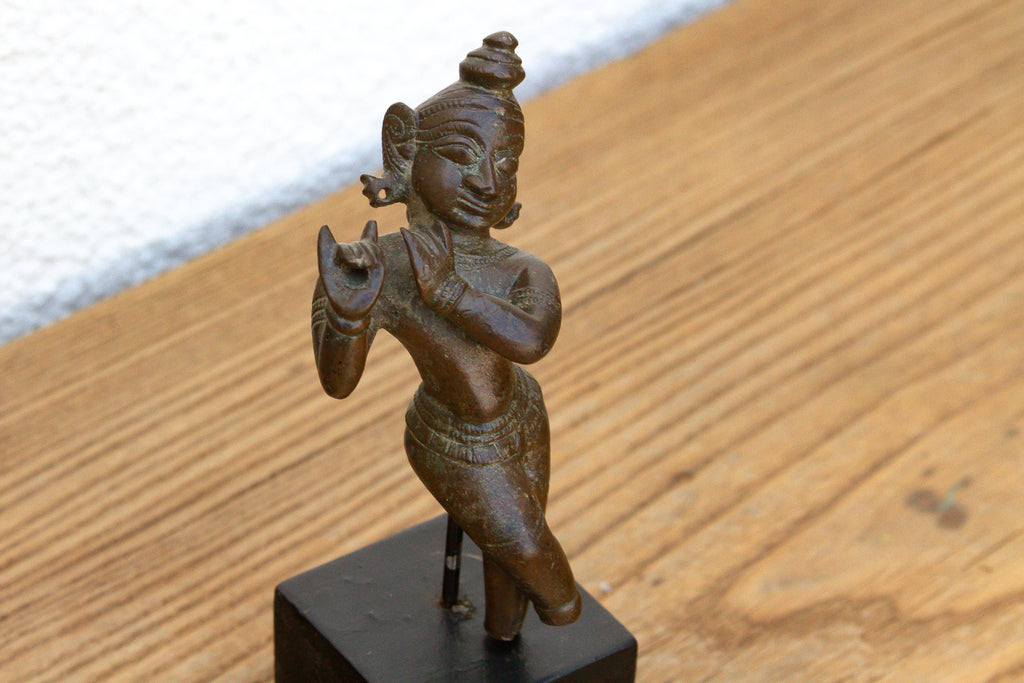 Ancient Indian Miniature Bronze Krishna Figure (Trade)