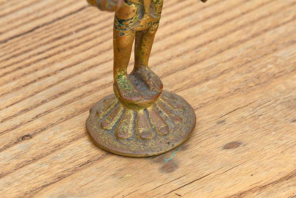 Soulful Miniature Bronze Painted Apsara (Trade)