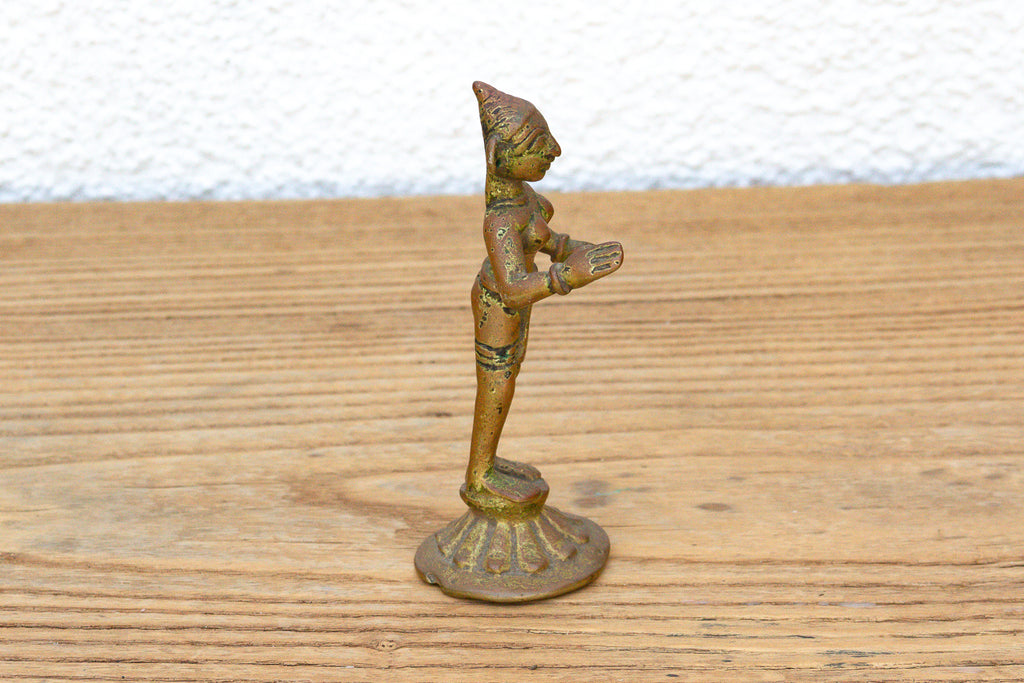 Soulful Miniature Bronze Painted Apsara (Trade)