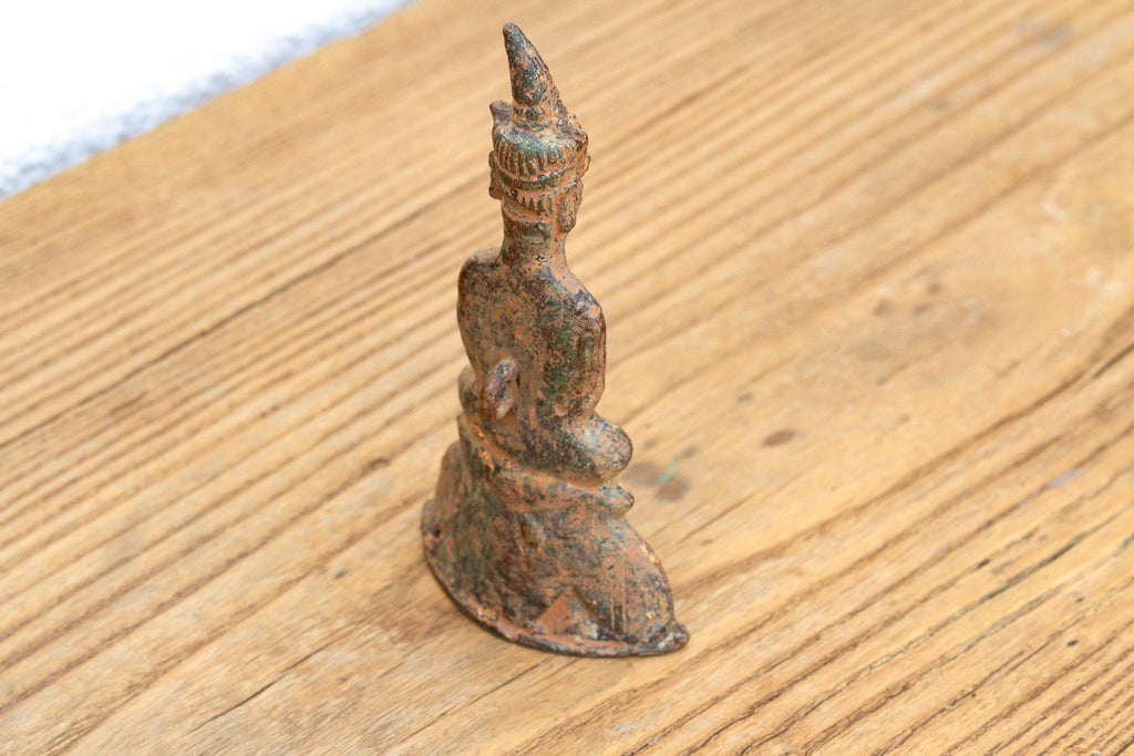 Ancient Laos Artifact Style Bronze Miniature Buddha (Trade)