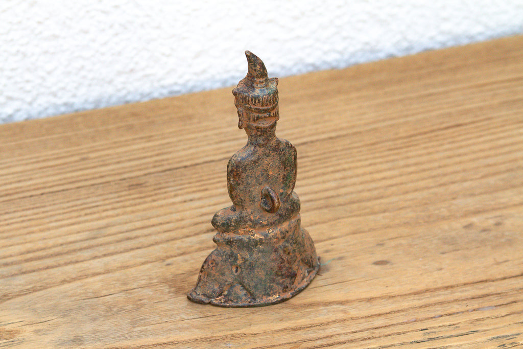 Ancient Laos Artifact Style Bronze Miniature Buddha (Trade)