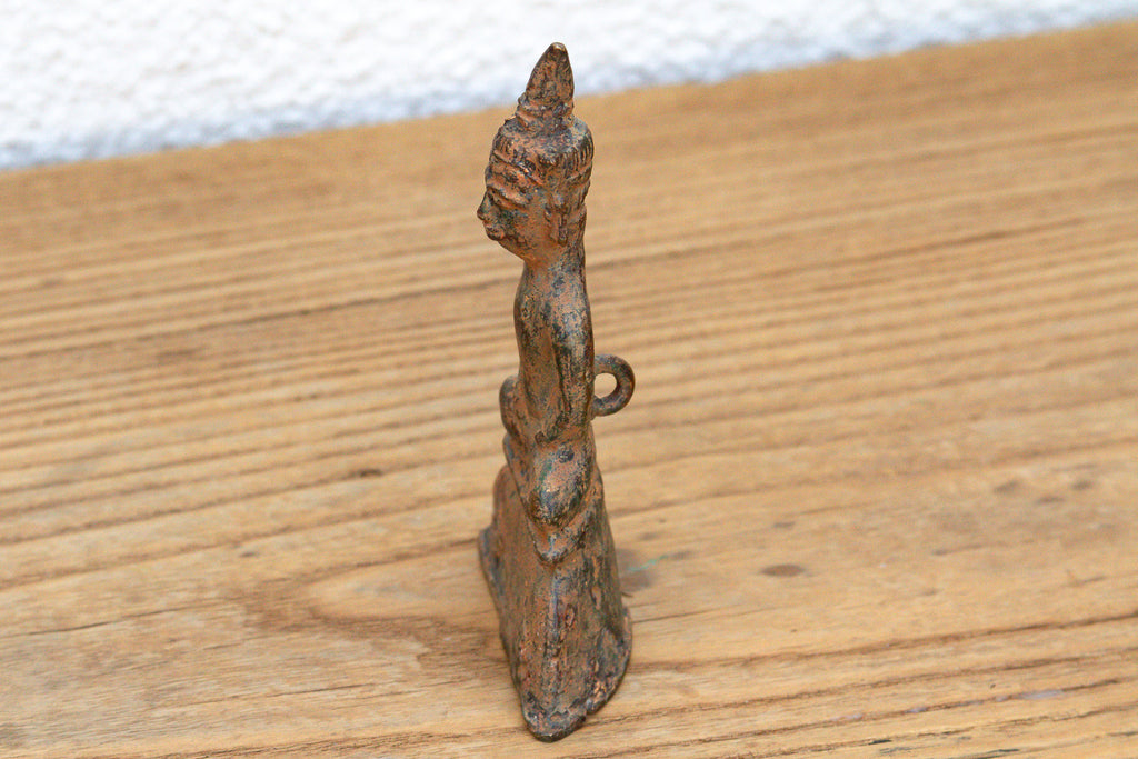 Ancient Laos Artifact Style Bronze Miniature Buddha (Trade)