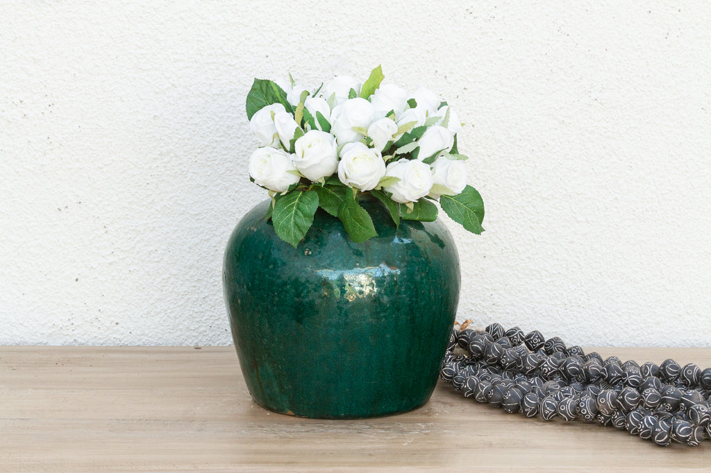 Lush Fern Glazed Asian Vase