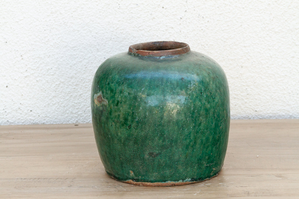 Emerald Horizon Glazed Asian Pot