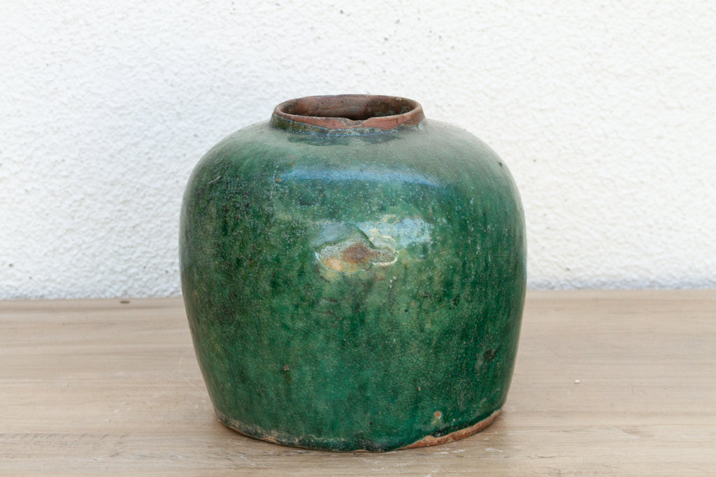 Emerald Horizon Glazed Asian Pot