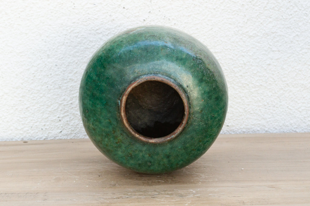 Emerald Horizon Glazed Asian Pot