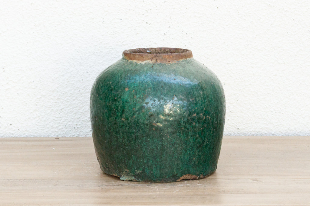 Celestial Green Glazed Asian Pot