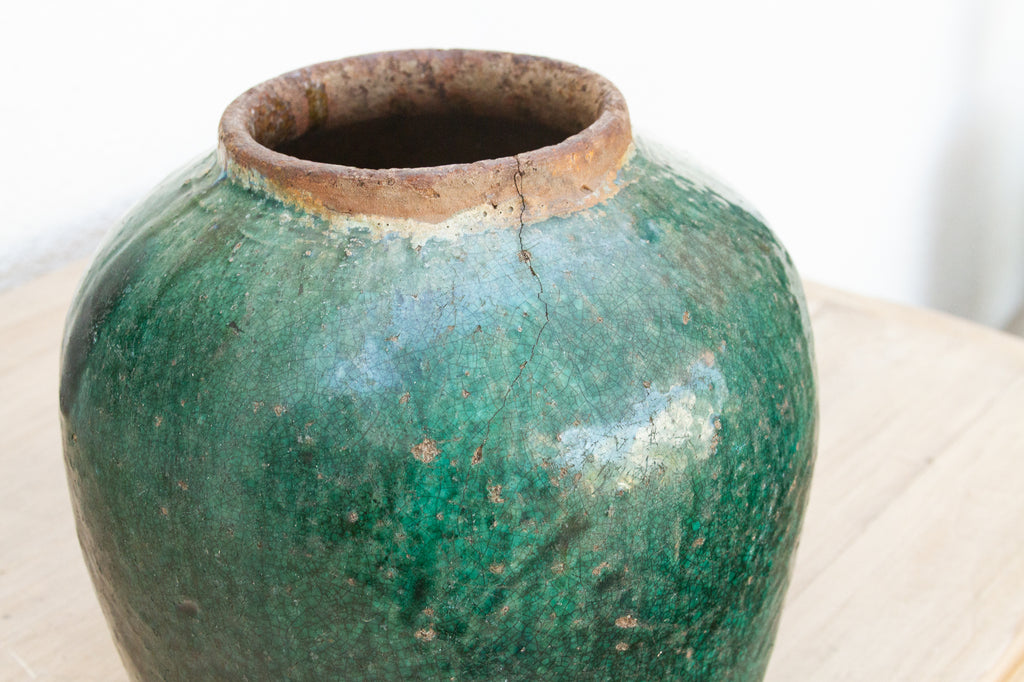 Celestial Green Glazed Asian Pot