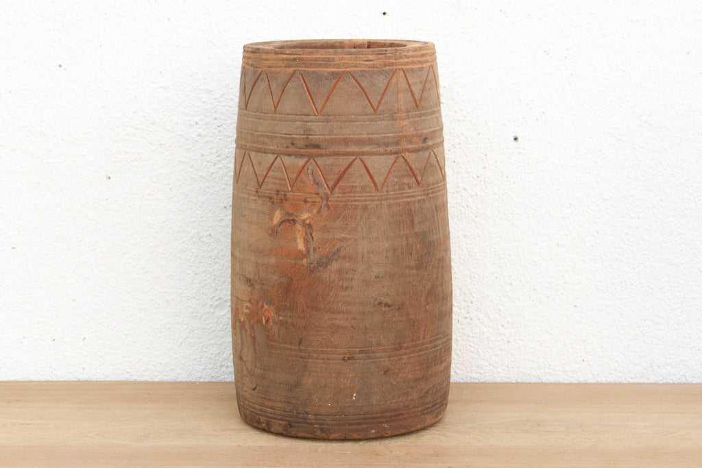 Oxidized Wood Naga Tribal Vessel