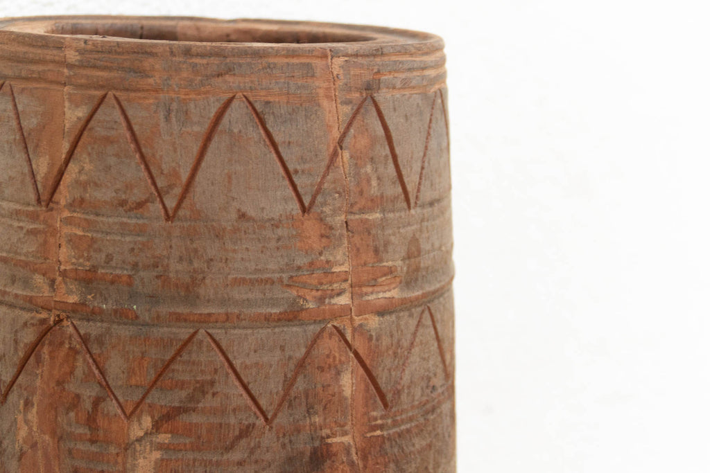 Oxidized Wood Naga Tribal Vessel