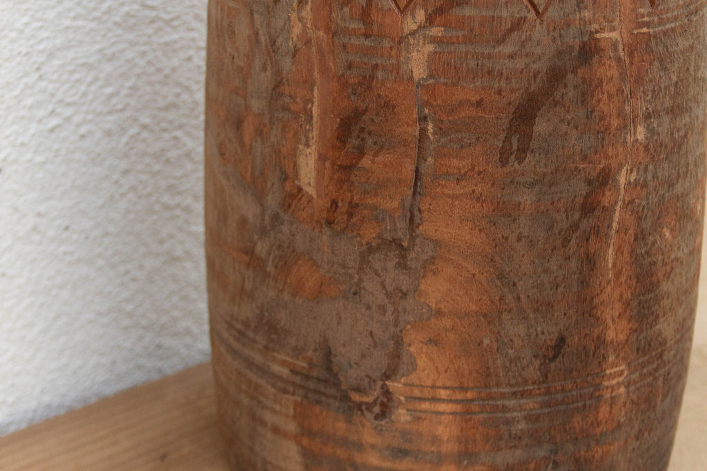 Oxidized Wood Naga Tribal Vessel