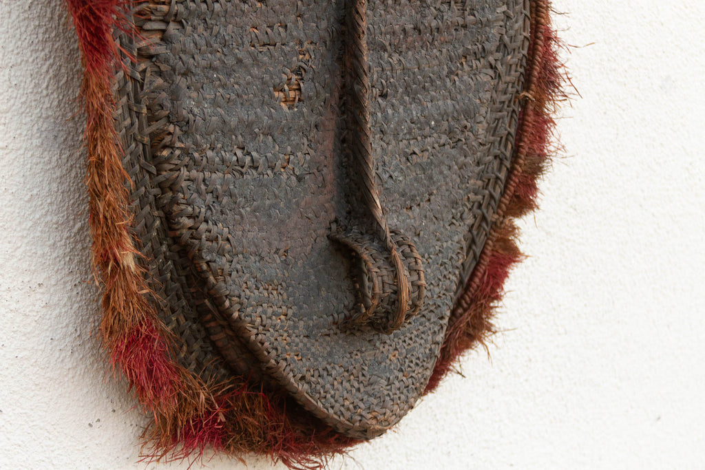 Large Antique Woven Rattan Yam Mask