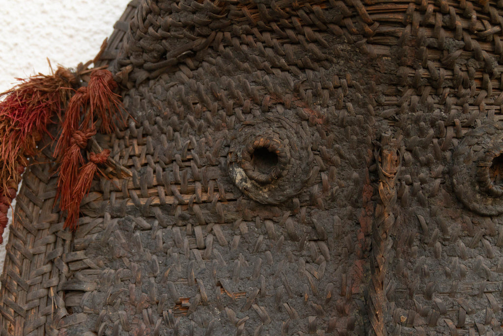 Large Antique Woven Rattan Yam Mask