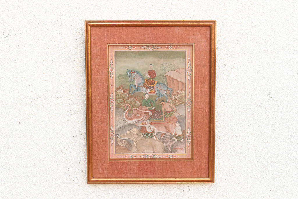 Royal Horse Procession Antique Thai Painting