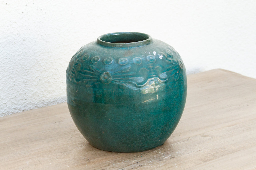 Aquamarine Glazed Asian Vase