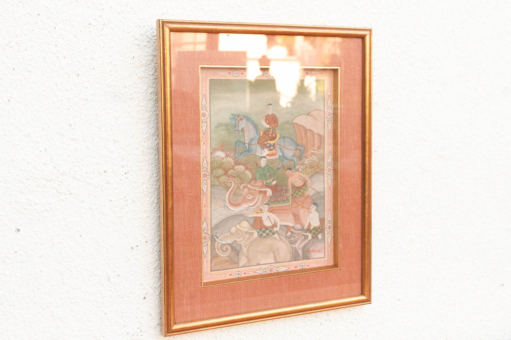 Royal Horse Procession Antique Thai Painting