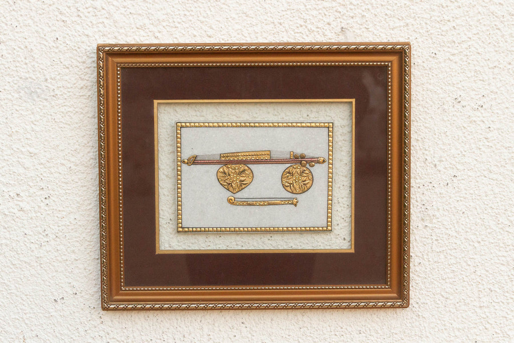 Ceremonial Shield & Dagger Framed Indian Art