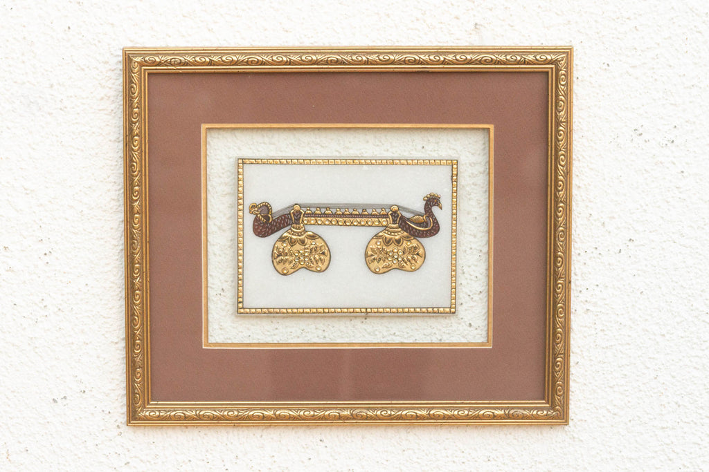 Peacock Instrument Framed Indian Wall Art