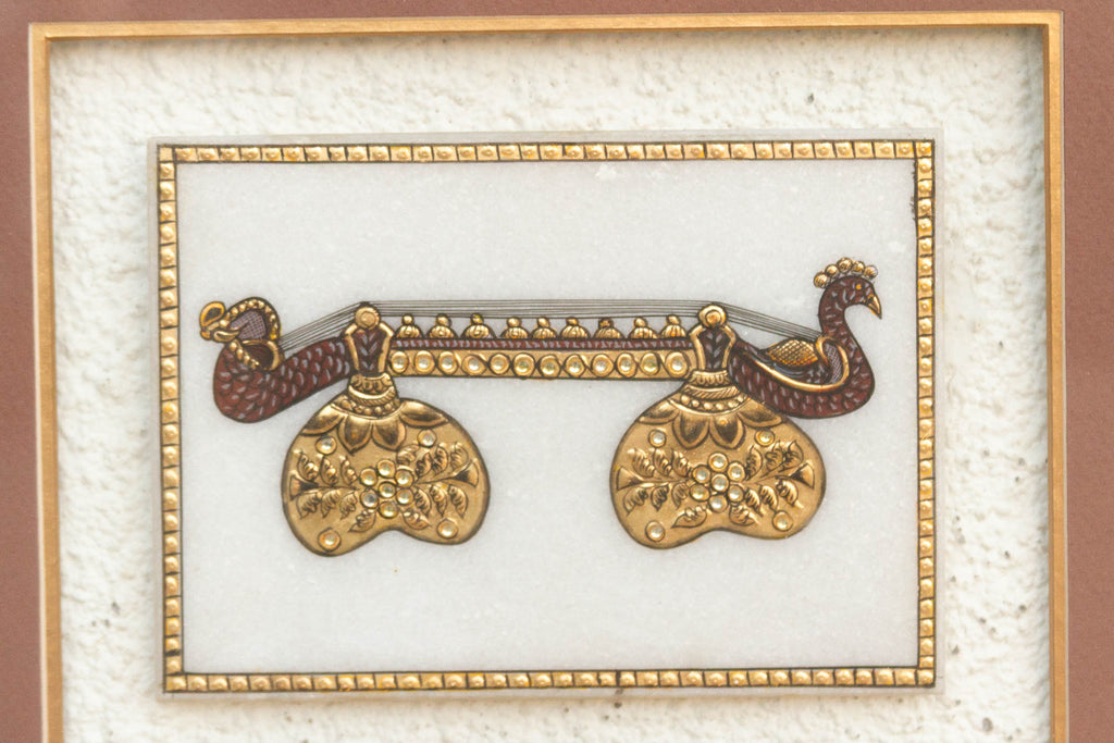 Peacock Instrument Framed Indian Wall Art