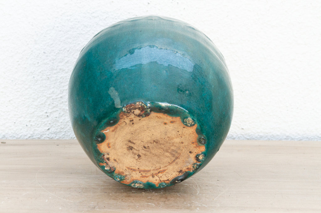 Deep Emerald Glazed Ceramic Vase