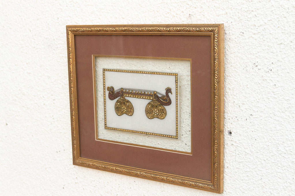 Peacock Instrument Framed Indian Wall Art