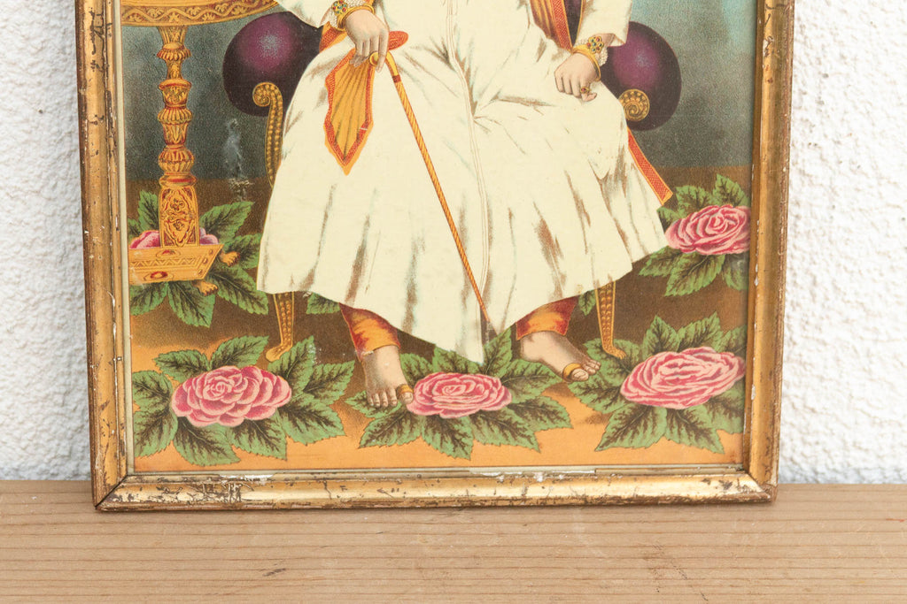 Antique Indian Seated Maharaja Framed Portrait