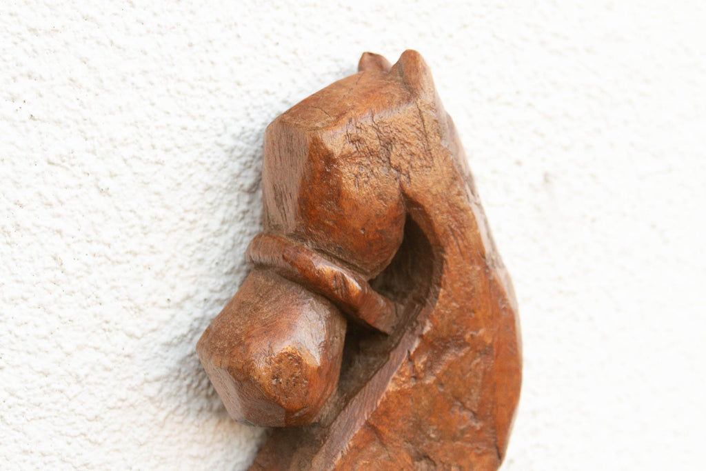 Antique Carved Wood Horse Architectural Fragment