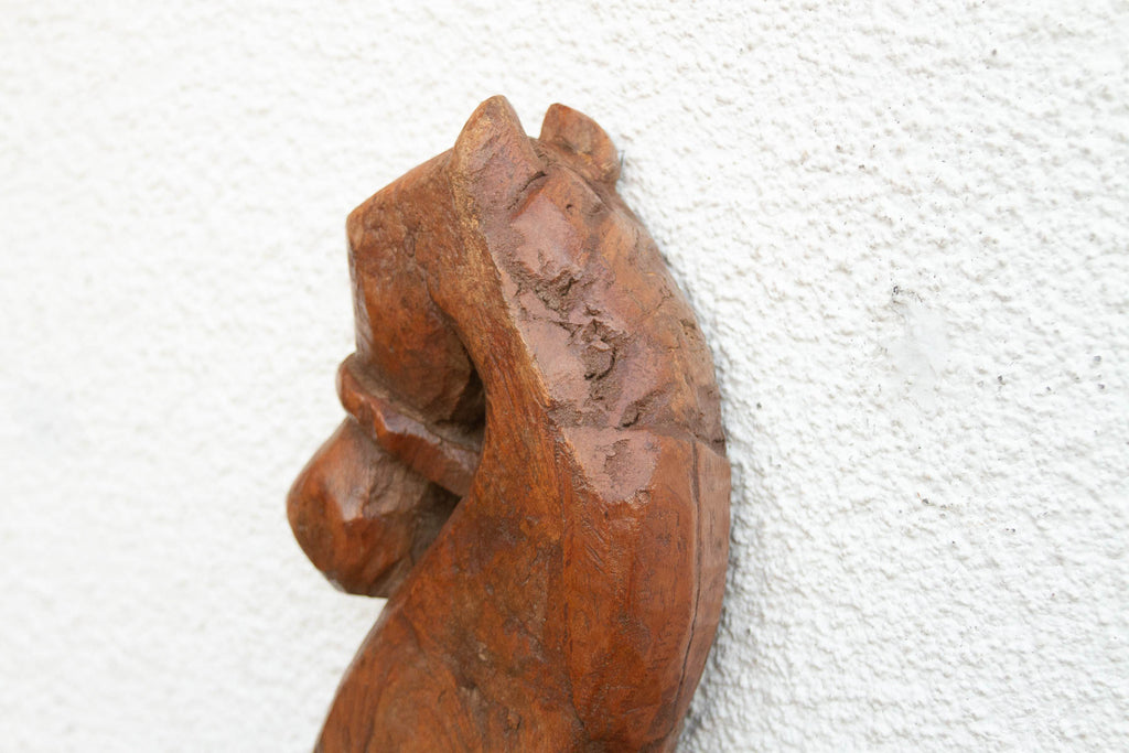 Antique Carved Wood Horse Architectural Fragment