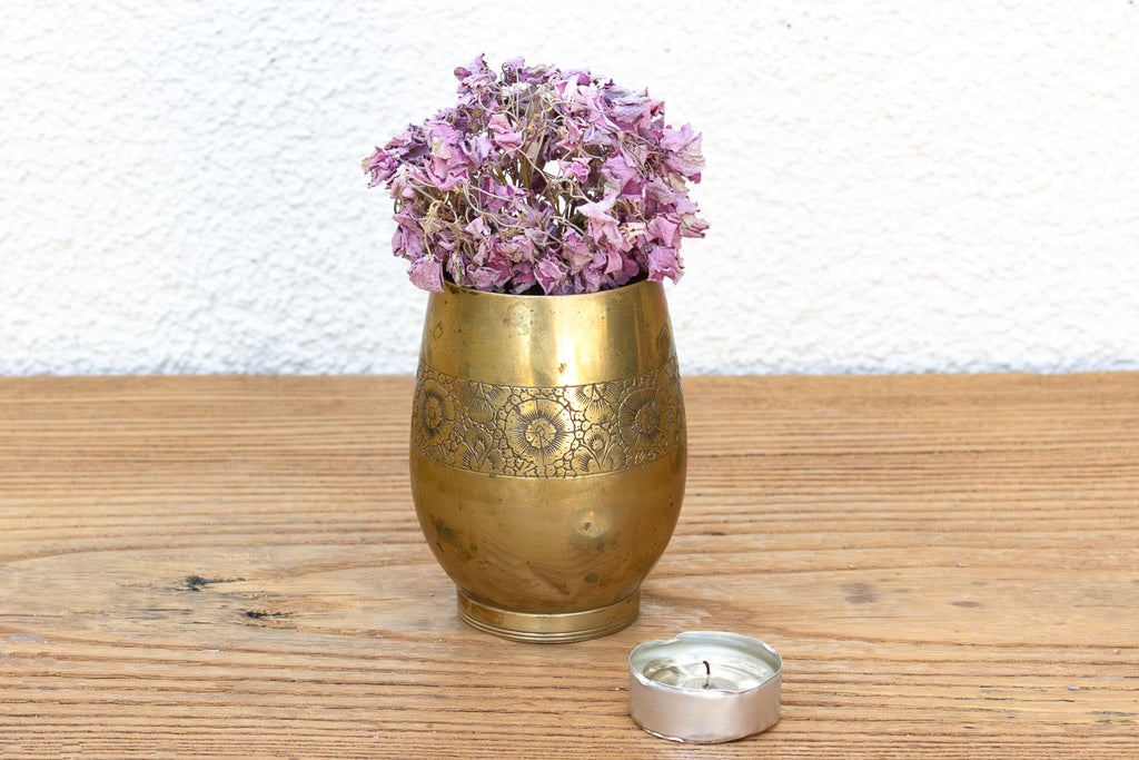 Kashmiri Brass Floral Engraved Cup