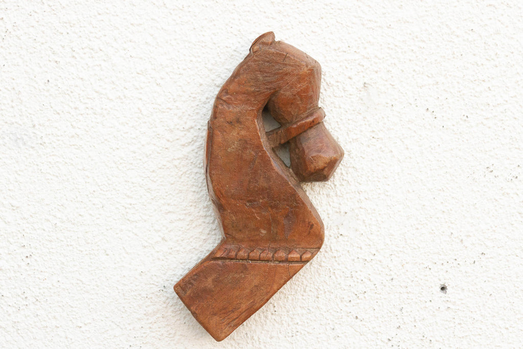 Antique Carved Wood Horse Architectural Fragment