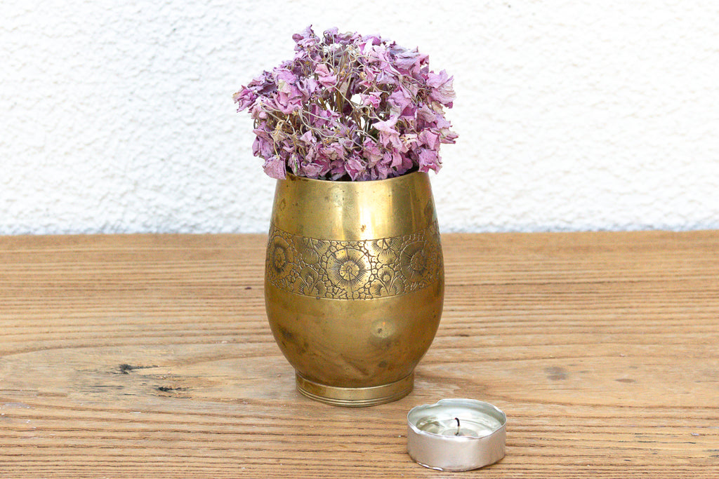 Kashmiri Brass Floral Engraved Cup