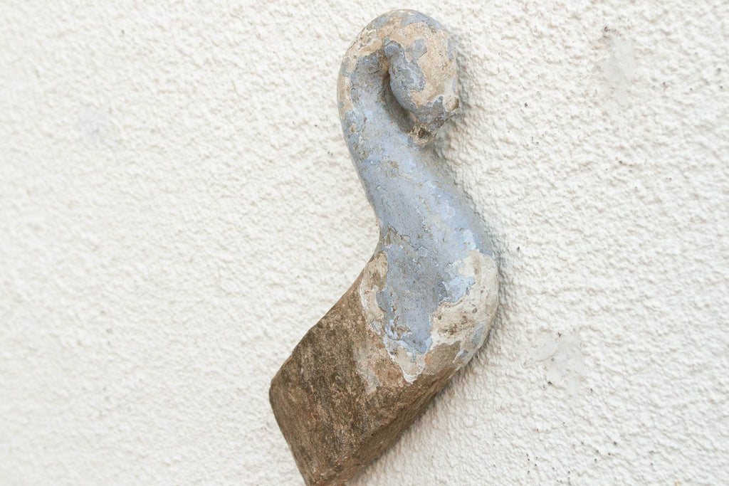 Antique Painted Stone Blue Peacock Corbel