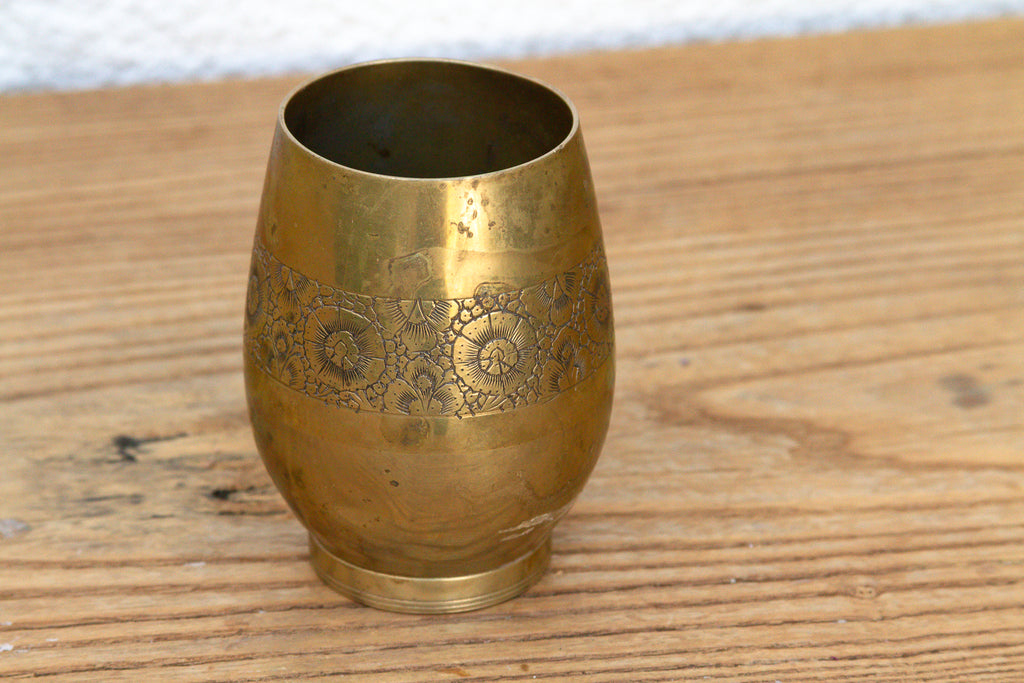 Kashmiri Brass Floral Engraved Cup