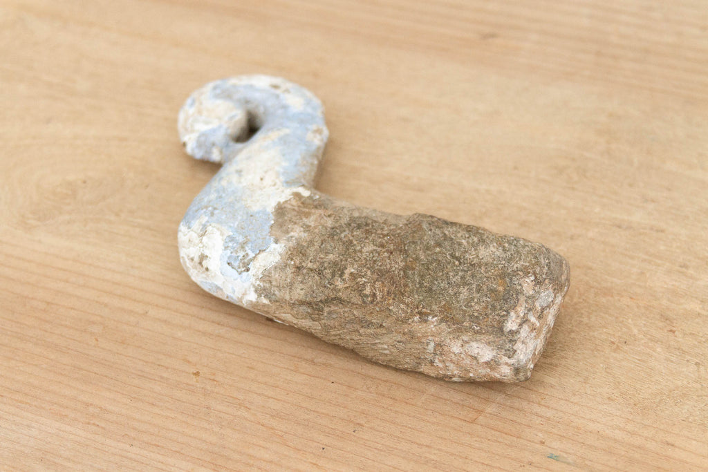 Antique Painted Stone Blue Peacock Corbel