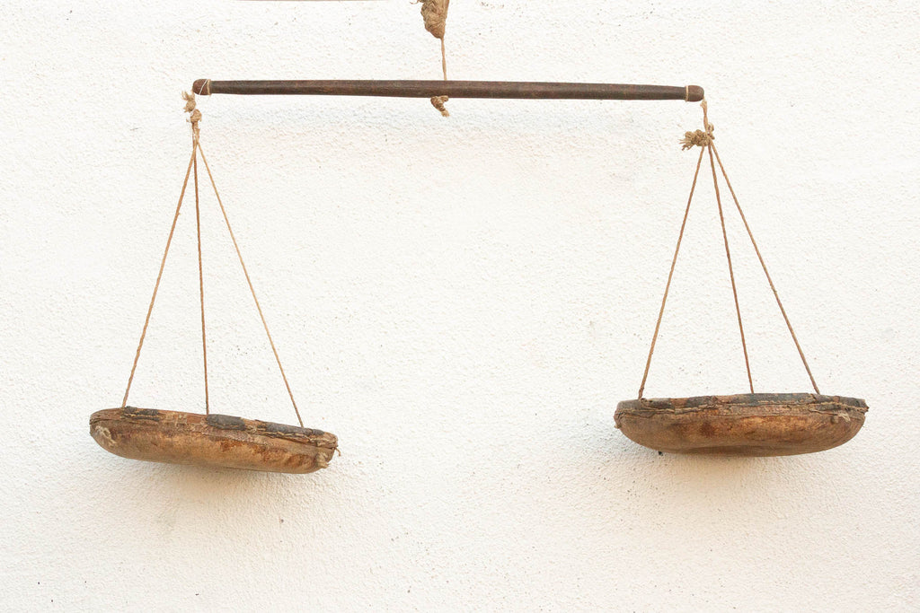 Antique Leather & Wood Hanging Market Scale