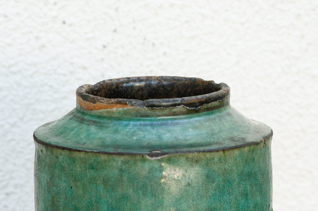 Vintage Elaris Painted Green Vase