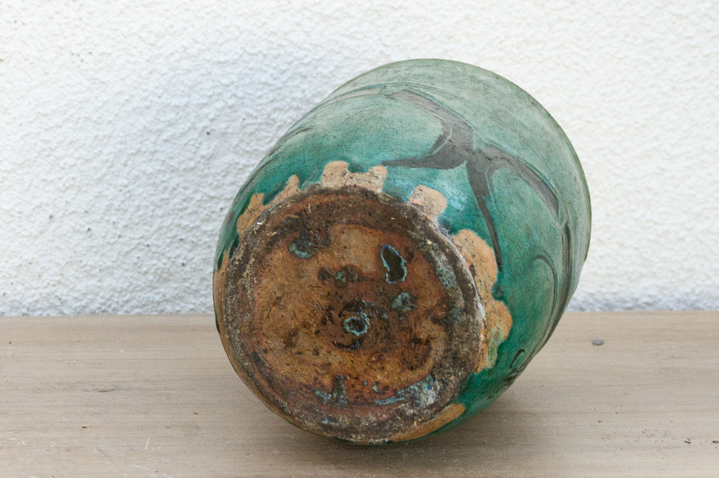 Vintage Elaris Painted Green Vase