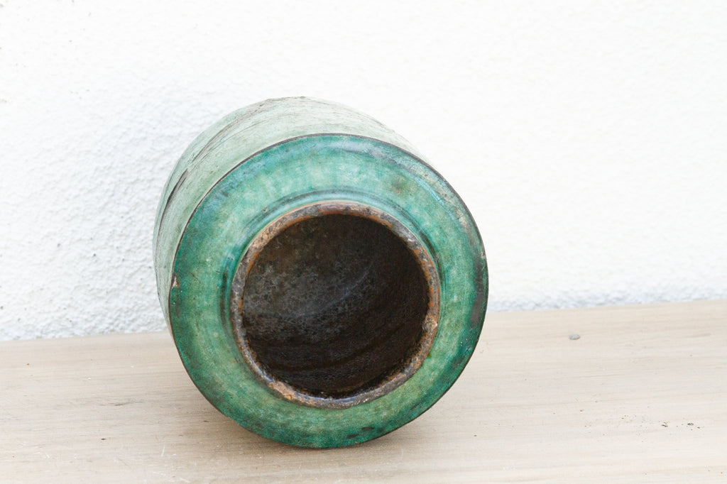 Vintage Elaris Painted Green Vase