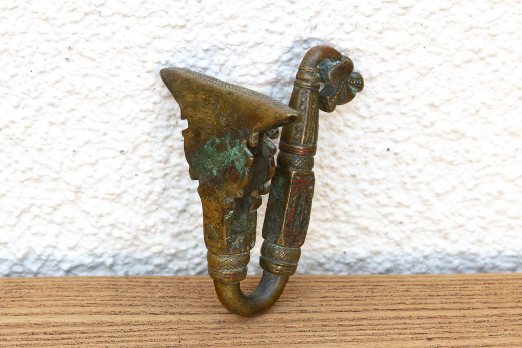 Finely Engraved Antique Brass Hook