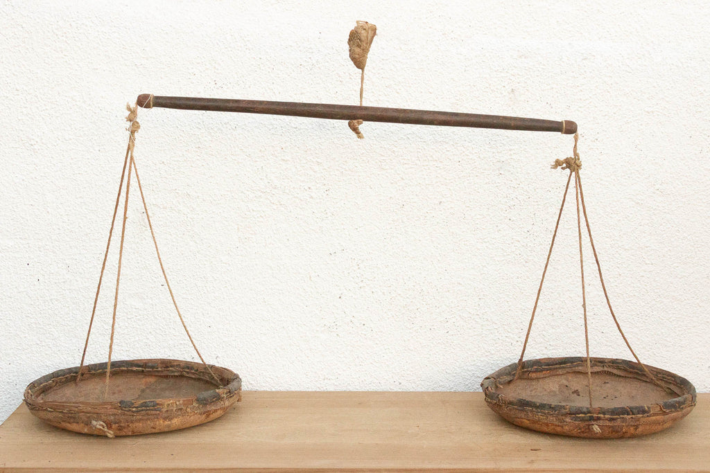 Antique Leather & Wood Hanging Market Scale