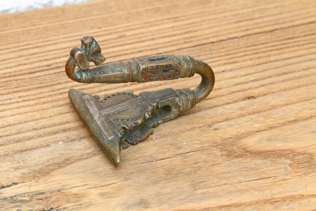 Finely Engraved Antique Brass Hook