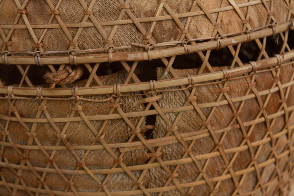 Antique Handwoven Large Carrying Pouch Basket